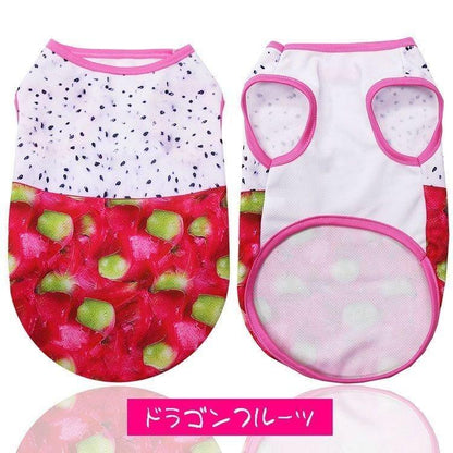 新作登場 上品 ペットファッション ペット服 タンクトップ ドッグウエア キャットウエア メッシュ 薄手 ノースリーブ 袖なし 犬 猫 小型犬 フルーツ柄 リアル