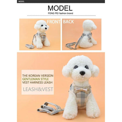新商品プロモーション，数量限定 犬 猫 ハーネス リード付 ペット 服 リボン チェック 胴輪 キャット ドッグ メッシュ犬 猫