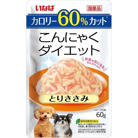 <a href="https://www.qoo10.jp/gmkt.inc/Search/brand.aspx?brandno=77771" target="_blank" class="title_brand" id="btn_brand" title="いなばペットフード">いなばペットフード</a>こんにゃくダイエット とりささみ 60g