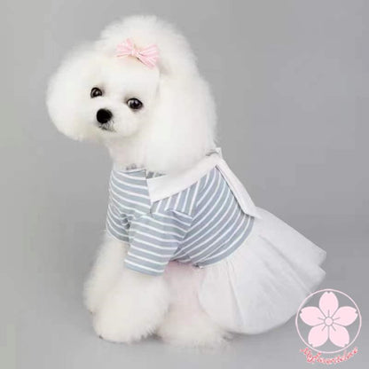 新品 大人気 ペット 服 安い 犬 春 夏 秋 ボーダー ワンピース フリル かわいい 可愛い ハイブランド 猫 ドッグウェア