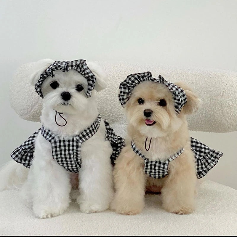 人气新作犬 洋服 犬シャツビブドレスセット 犬猫服 テディビーベア ヨークシャー 小中型犬 服 快適 ペット用品 犬用品 ペアルック 散歩 小型犬ドレスペット服