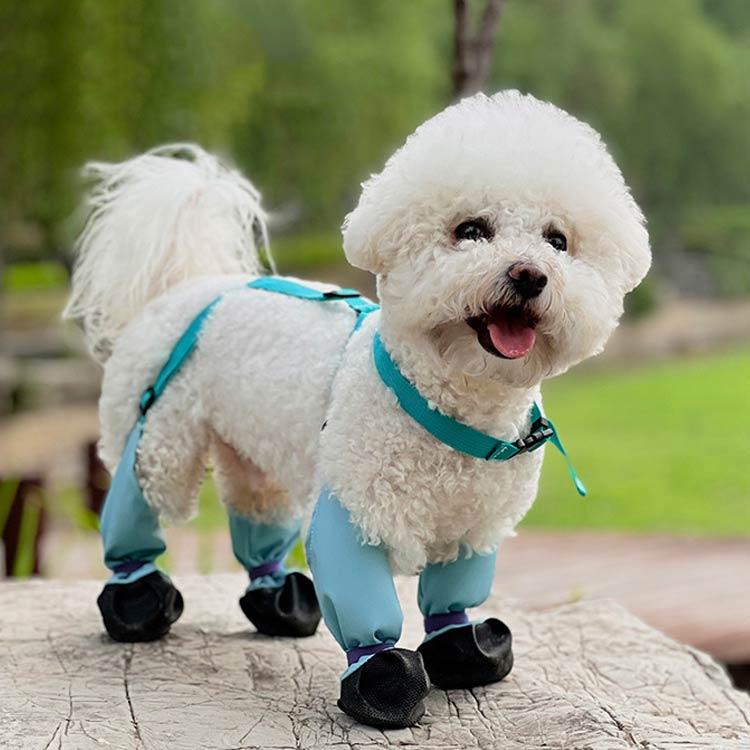タイムセールスペンダー付き犬用パンツ 調節 脱げない 汚れ防止 滑り止め レギンス レインパンツ サスペンダー付き 犬服 防水 屋外四本足パンツ 肉球保護 梅雨 犬用ブーツ 犬用レッグカバー 調節可能