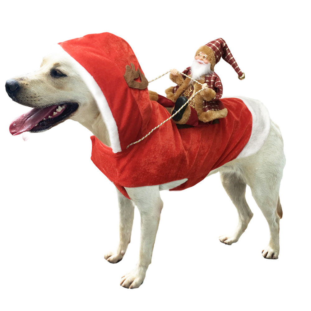 ペット犬クリスマス衣装サンタ乗馬スーツクリスマスペット服鹿乗馬スーツペットクリスマス用品