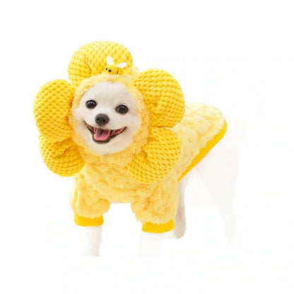 人気犬の服ペット秋冬服用品新作ひまわり帽子中綿入り