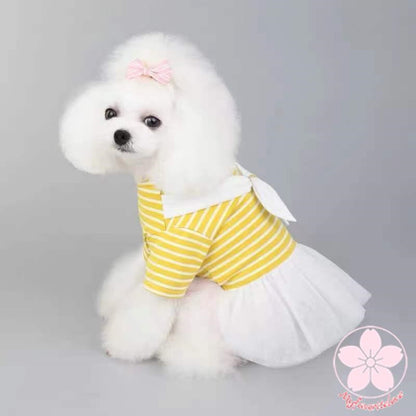 新品 大人気 ペット 服 安い 犬 春 夏 秋 ボーダー ワンピース フリル かわいい 可愛い ハイブランド 猫 ドッグウェア
