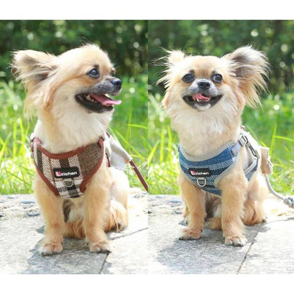 新商品プロモーション，数量限定 犬 猫 ハーネス リード ペット 格子 ギンガム デザイン 服 ウェアハーネス 胴輪 キャット ドッグ犬 猫
