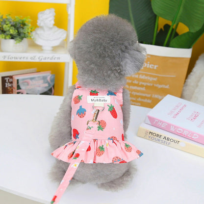 大人気 上品 ペット 服 安い 犬 春 夏 フルーツ 柄 ハーネス ウェア ワンピース かわいい 可愛い ハイブランド 猫 ドッグウェア
