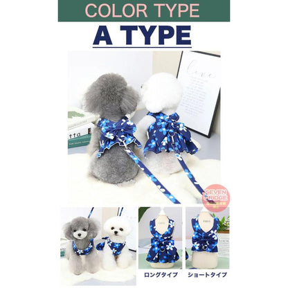 新商品プロモーション，数量限定 イテム犬 ハーネス リード 付 ドレス リボン フラワー ウェアハーネス ペット 服 ワンピース 胴輪 キャット ドッグイテム犬 ハーネス