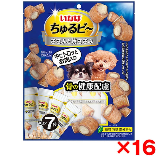 <a href="https://www.qoo10.jp/gmkt.inc/Search/brand.aspx?brandno=77771" target="_blank" class="title_brand" id="btn_brand" title="いなばペットフード">いなばペットフード</a>16個セット いなば ちゅるビ～ ささみと焼ささみ 骨の健康に配慮 10g×7袋