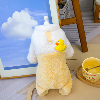 人気犬の服ペット服小型犬猫が着ることができる秋と冬の新しい暖かい快適なアヒル4脚フリースジャケット