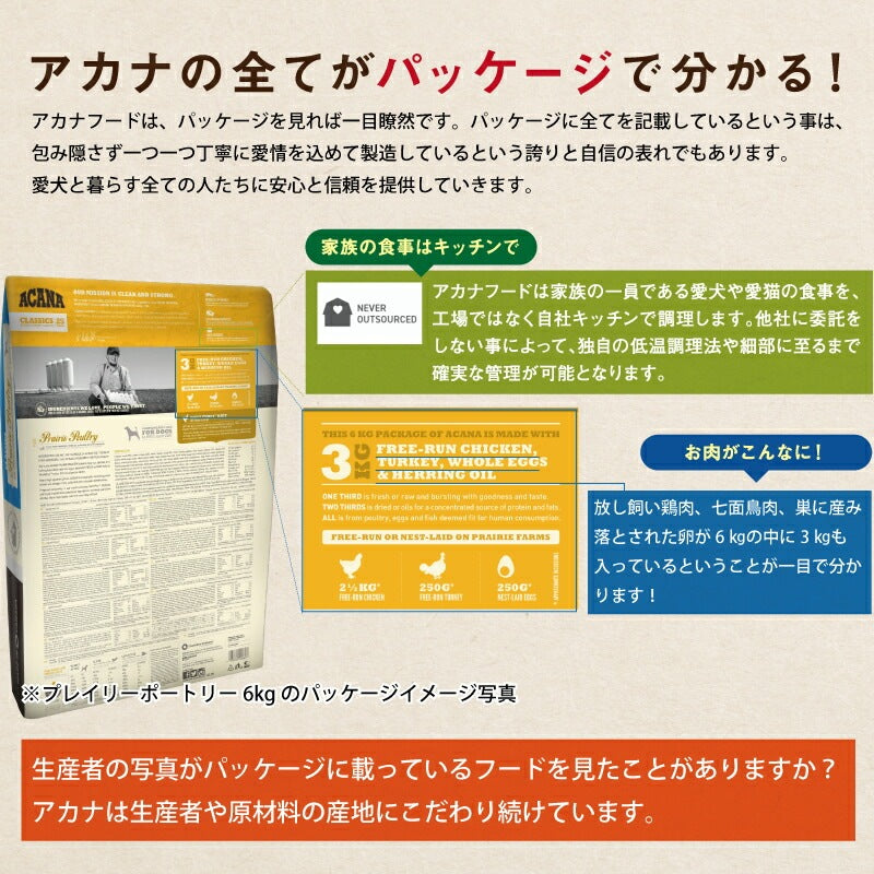 アカナ　クラシック　プレイリーポートリーレシピ　2kg【ドッグフード】【正規品】