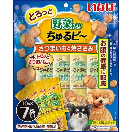 <a href="https://www.qoo10.jp/gmkt.inc/Search/brand.aspx?brandno=77771" target="_blank" class="title_brand" id="btn_brand" title="いなばペットフード">いなばペットフード</a>いなば ちゅるビさつまいもと焼ささみ 10g7袋
