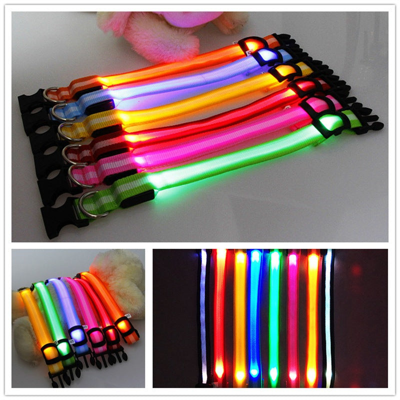 犬 首輪 光る LED キラキラ 光るバンド S/M/L 首バンド 夜間 散歩 夜 ペット リード ジョギング ウォーキング きらきらバンド 安全ライト 防止 点滅 ライト ins