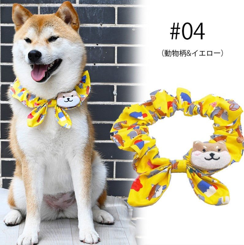 人気商品 ペットグッズ 犬 唐草模様 アクセサリー リボン風 首に通すだけの手軽しゃれ！犬猫兼用 スカーフ 首輪 犬用 猫用 小型犬 中型犬 和柄 ネック バンダナ 風呂敷首巻 かわいい ペットグッズ