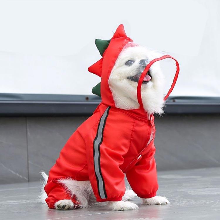 犬服 レインコート ドッグウェア 雨具 レインウェア ポンチョジャケット ペット服 ドッグ フード付き 反射テープ付き 雨の日 防水