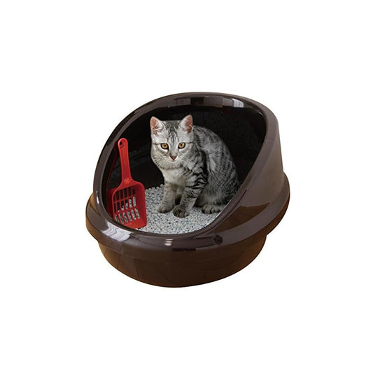 【即納】アイリスオーヤマ 猫トイレ 猫 トイレ ハーフカバー (スコップ付き) 黒 P-NE-500-H