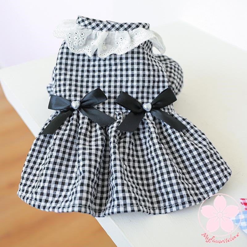 新入庫 ペット 服 安い 犬 春 夏 秋 ブラック チェック 柄 ワンピース かわいい 可愛い ハイブランド 猫 ドッグウェア