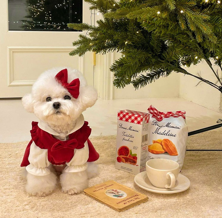 ペット服 クリスマススカート秋冬小型犬ペット猫服