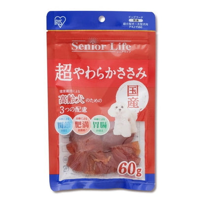 <a href="https://www.qoo10.jp/gmkt.inc/Search/brand.aspx?brandno=49458" target="_blank" class="title_brand" id="btn_brand" title="アイリスオーヤマ">アイリスオーヤマ</a>P-KJ-YS60 シニアライフ超やわらかささみ (60g)