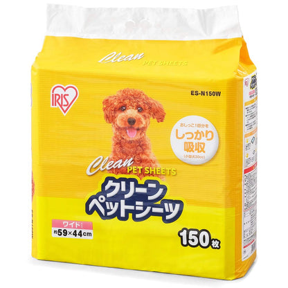 <a href="https://www.qoo10.jp/gmkt.inc/Search/brand.aspx?brandno=49458" target="_blank" class="title_brand" id="btn_brand" title="アイリスオーヤマ">アイリスオーヤマ</a>アイリスオーヤマ ペットシーツ 超薄型 1回使い捨て 抗菌 消臭 小型犬・中型犬 ワイド 150枚入