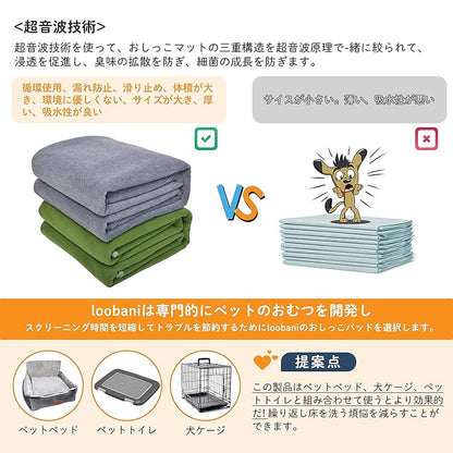 【即納】【2枚セット】犬 猫用洗えるペットシーツ 繰り返し使える犬用おしっこマット ペットマット 漏れにくさ 噛み耐性 速乾 消臭 介護 制菌 超吸収 (41*61cm, グレー)