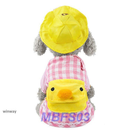 ワンちゃん服 小型犬 犬服 犬の服 おしゃれ 安い ドックウェア 犬服 ペット服 チェック柄 格子 幼稚園 帽子付き アヒル かわいい 春 秋 夏 通販