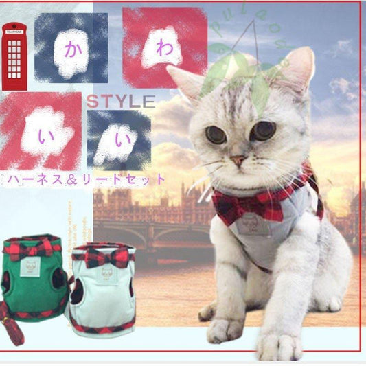 営业促进 猫用ハーネスリードセット ハーネス リード 胴輪 キャットウェア 犬 猫具 猫用品 ペット用品 通気性 お散歩用品 おさんぽグッズ お出かけ