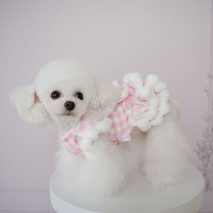 犬服秋冬新作 犬服 チェック柄 くま いちご スカート 猫 かわいい あったか スカート