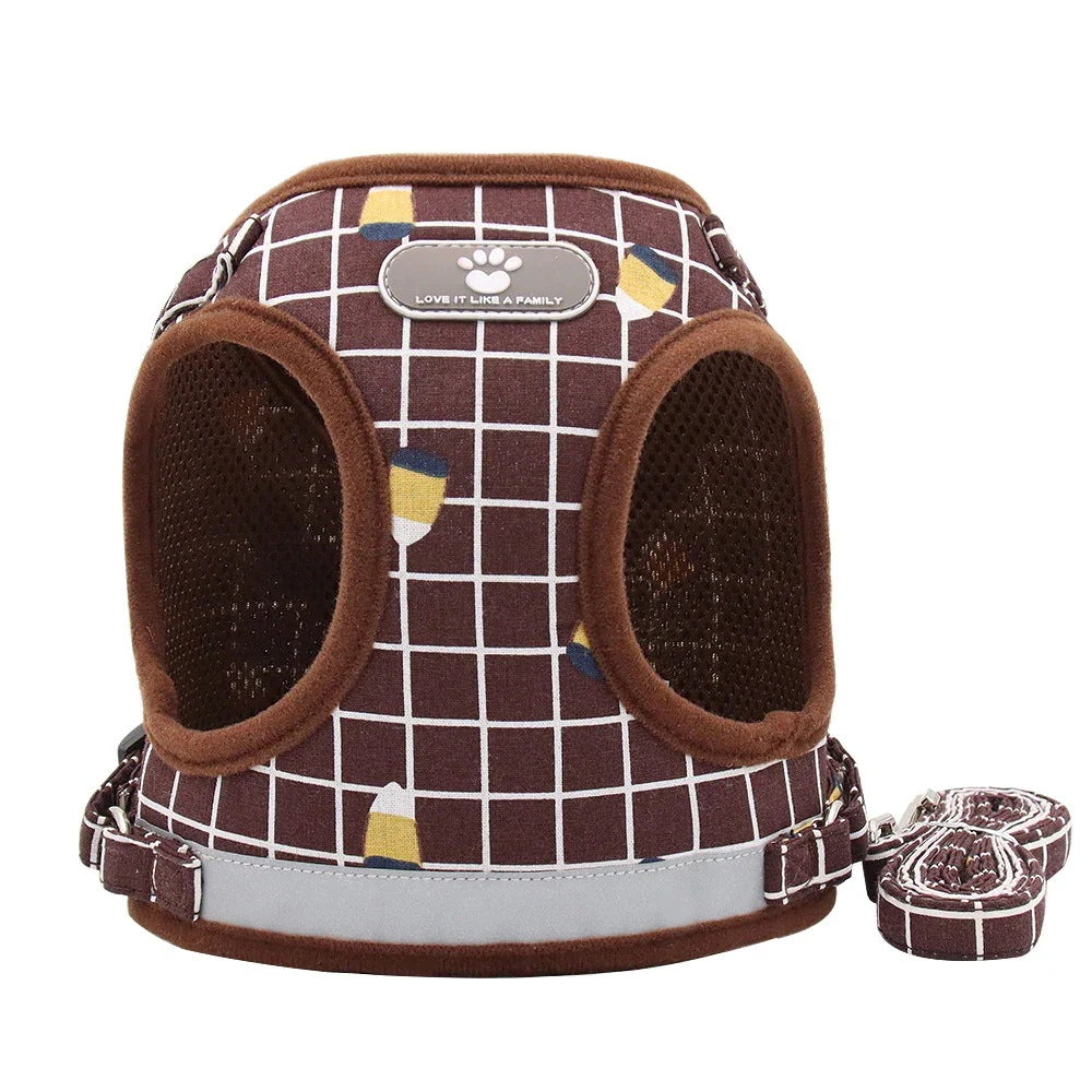 犬用 ハーネス リードセット 中型犬小型犬 脱げない 着せやすい おしゃれな犬ファッション ペット用品かわいい犬ベルト 7カラー選べる