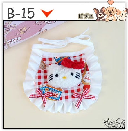 【3+1枚 / 5+2枚】超人気のインスタイルフラワービブ猫唾液タオル純粋な手作り犬用ビブペット織りネックスカーフ