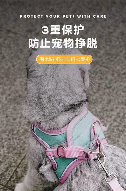超目玉新品良いレビューハーネス小型犬抜けないおしゃれハーネスリードセット猫ハーネスリードセット小型犬ペット用品マジックテープ夜間反射犬リードハーネスセット