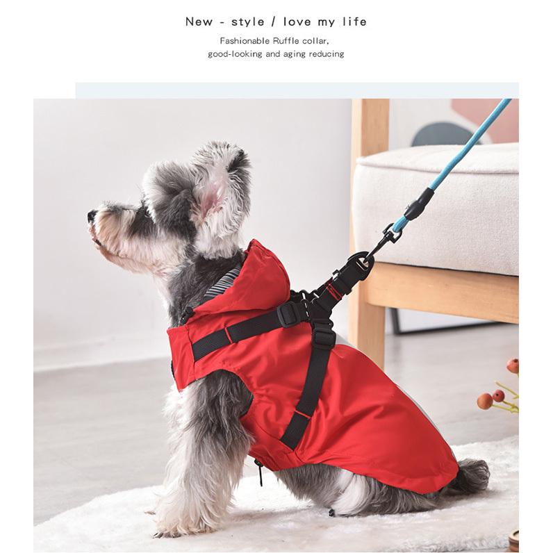 レインコート 服 ドッグウェア 一体型 ウェア 犬 フード付 ハーネス 中型犬 ペット ドッグ 猫 小型犬
