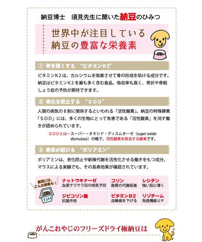 <a href="https://www.qoo10.jp/gmkt.inc/Search/brand.aspx?brandno=117154" target="_blank" class="title_brand" id="btn_brand" title="がんこおやじのおやつ亭">がんこおやじのおやつ亭</a>フリーズドライ極納豆 30g 5袋セット 追跡可能メール便