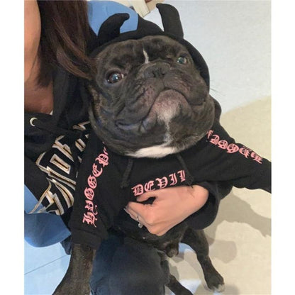 犬 服 デビル ハロウィン コスプレ フレブル服 裏起毛パーカー フレンチブルドッグ ペットウェア