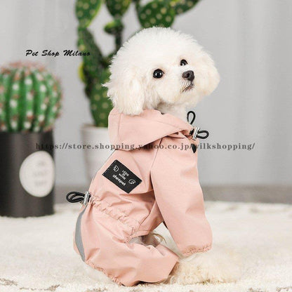 ペット服 ドッグウェア レインコート 犬の服 犬服 雨服 雨具 パーカー フード付き 四足 小中型犬用 雨の日 防水 雨具 お散歩 梅雨対策 着脱簡単