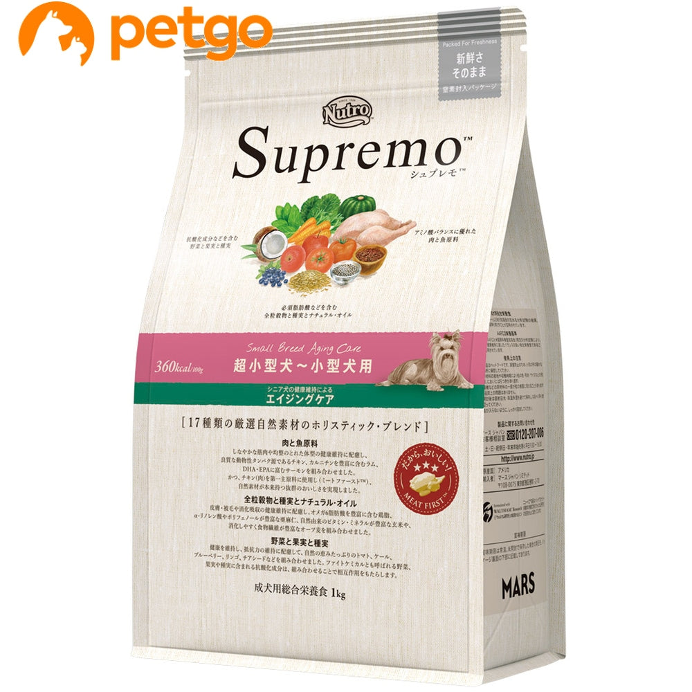 <a href="https://www.qoo10.jp/gmkt.inc/Search/brand.aspx?brandno=56208" target="_blank" class="title_brand" id="btn_brand" title="シュプレモ">シュプレモ</a>ニュートロ シュプレモ 超小型犬～小型犬用 エイジングケア犬用 1kg
