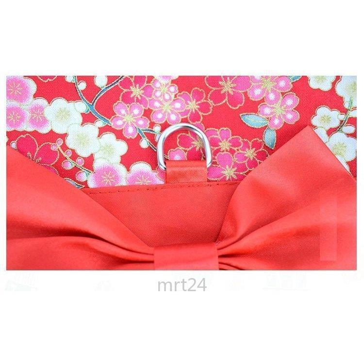 ドッグウェア 犬服 リード付き 着物風 和服風 和風 花柄 桜 薔薇 蝶 チョウ リボン帯 レトロ