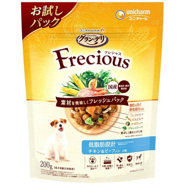 <a href="https://www.qoo10.jp/gmkt.inc/Search/brand.aspx?brandno=18151" target="_blank" class="title_brand" id="btn_brand" title="ユニ・チャーム">ユニ・チャーム</a>グランデリ フレシャス アダルト成犬用 低脂肪設計 チキン&ビーフ入り 200g
