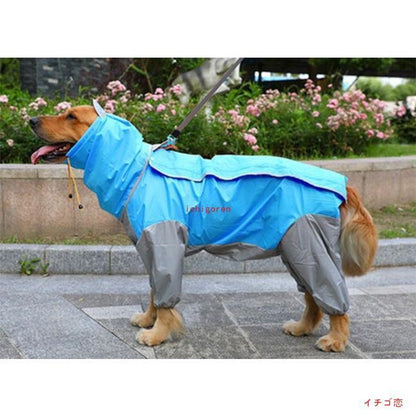 ペット犬用レインコート ポンチョ 大型犬向け 着せすい カッパ 春夏秋冬 モデル リード穴あり 新入庫 雨の日のお散歩に適 ウェア 雨具 防水 軽量 防水服 全身