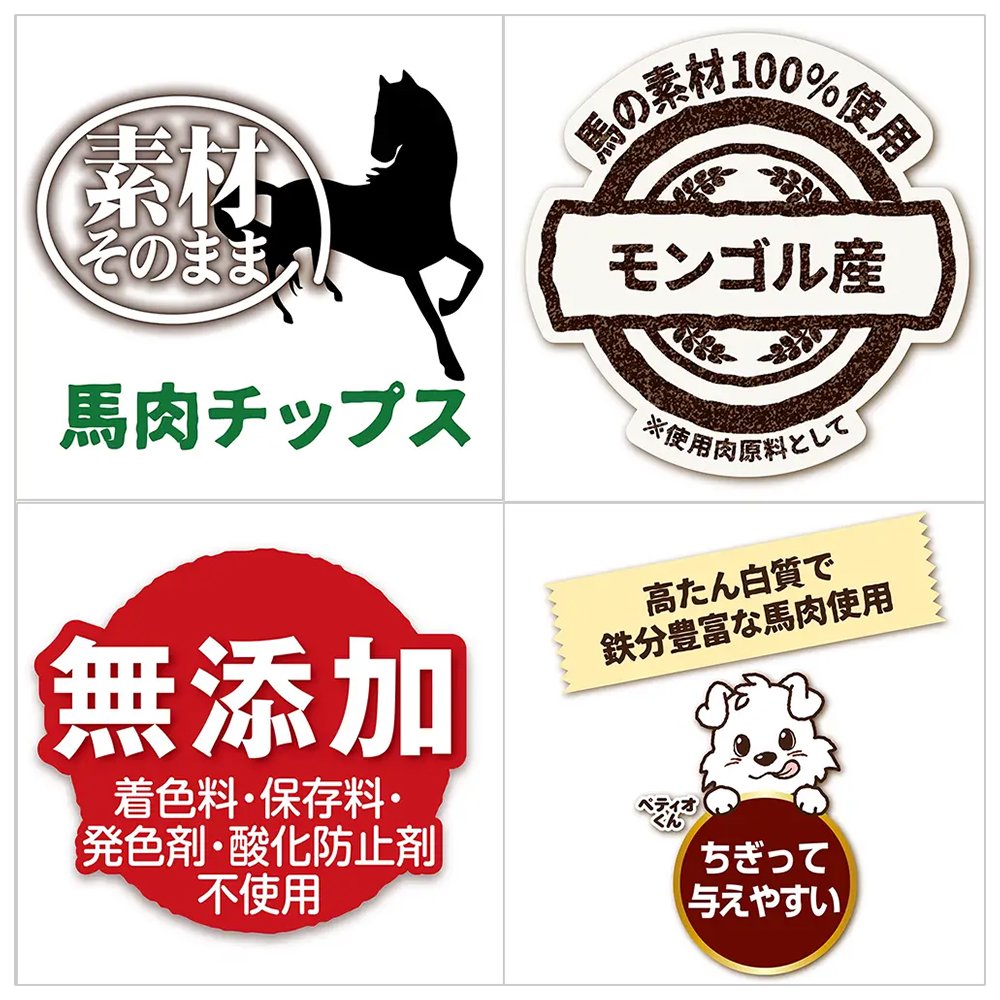 <a href="https://www.qoo10.jp/gmkt.inc/Search/brand.aspx?brandno=66334" target="_blank" class="title_brand" id="btn_brand" title="ペティオ">ペティオ</a>素材そのまま　無添加　馬肉チップス　７０ｇ　ＣＲＣ45―14―38―99―00