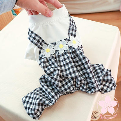 万能流行感 ペット 服 安い 犬 春 夏 秋 冬 ギンガム チェック サロペット かわいい 可愛い ハイブランド 猫 ドッグウェア