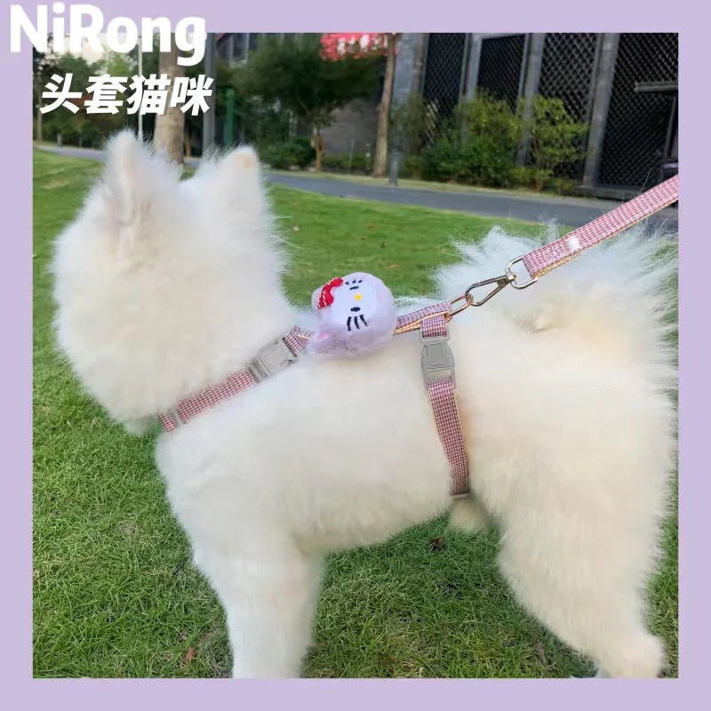 メガ割犬牽引紐かわいい高颜値散歩犬紐小型犬猫牽引紐コーキ博美胸ストラップ首輪892