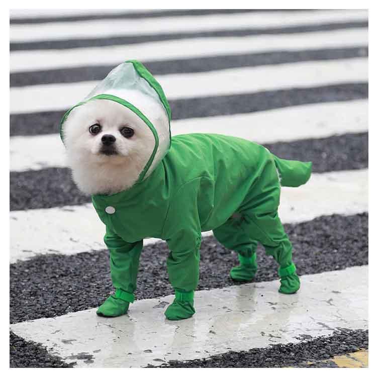 中型犬 ペット用品 犬 着せやすい ペット 中小型犬 ドッグウェア 防水 雨具 4脚カバー 軽量 つなぎ お出かけ 雨の日 レインコート プードル