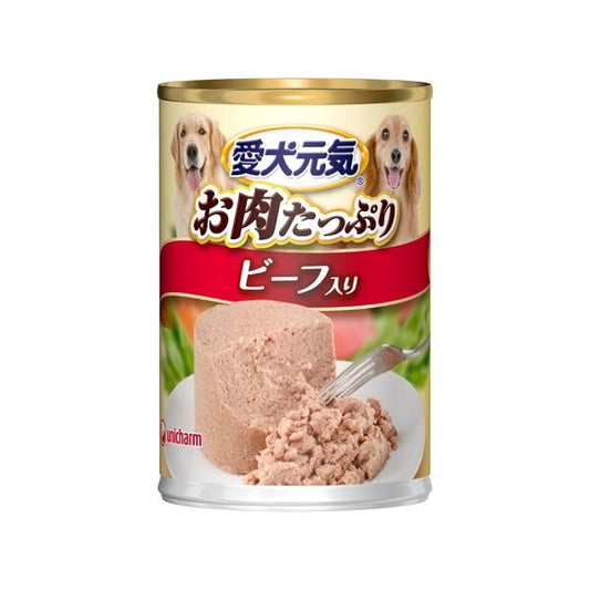 <a href="https://www.qoo10.jp/gmkt.inc/Search/brand.aspx?brandno=18151" target="_blank" class="title_brand" id="btn_brand" title="ユニ・チャーム">ユニ・チャーム</a>愛犬元気 缶 ビーフ入り 375g