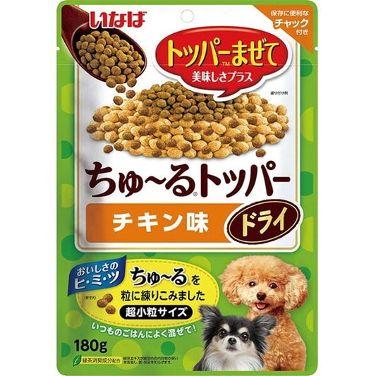 <a href="https://www.qoo10.jp/gmkt.inc/Search/brand.aspx?brandno=77771" target="_blank" class="title_brand" id="btn_brand" title="いなばペットフード">いなばペットフード</a>いなば ちゅ～るドライトッパー チキン味 180g
