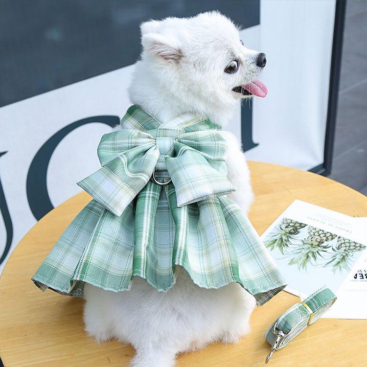 新商品プロモーション，数量限定 ペット用品 ハーネス リード ２点セット 猫用 小型犬用 かわいい 姫様 ワンピース 全８色 リード長さ120cmリード幅2cm XS ( 05-15kg ) Sペッ