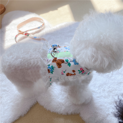 犬の牽引紐のベスト式のかわいいペットの服の夏の薄いタイプの王女の風は犬の牽引紐の猫の服を散歩します メガ割ワンピースパンツトートバッグ