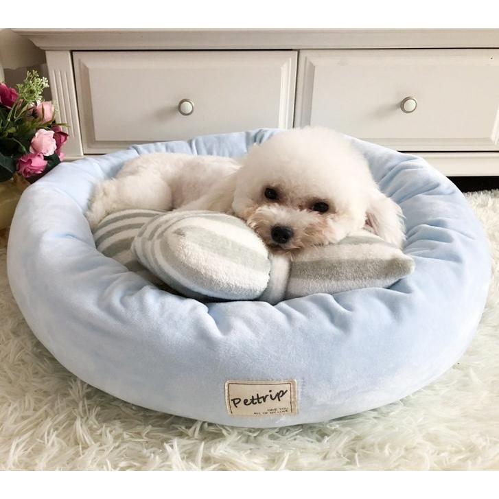 犬ベッド 猫ベッド ペットベッド クッション 猫ベッド 枕付き 犬猫兼用 可愛い ふわふわ 柔らかい ぐっすり眠れる 選べる３色 小中型犬 猫 外径45-55-65ＣＭ