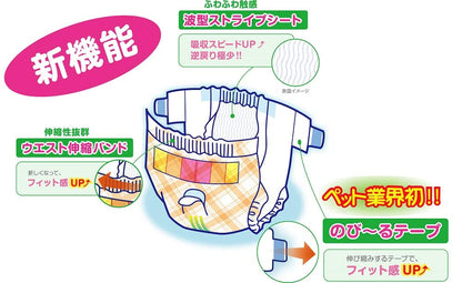 P.one 通販用 男の子＆女の子のためのマナーおむつ のび~るテープ付き ペット用 Mサイズ 51枚入×2個 (ケース販売)