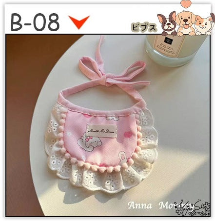 【3+1枚 / 5+2枚】超人気のインスタイルフラワービブ猫唾液タオル純粋な手作り犬用ビブペット織りネックスカーフ